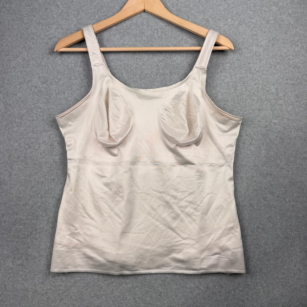 Ruby Ribbon Cami Womens 44 Champagne White Wireless Shaping Tank Top Camisole